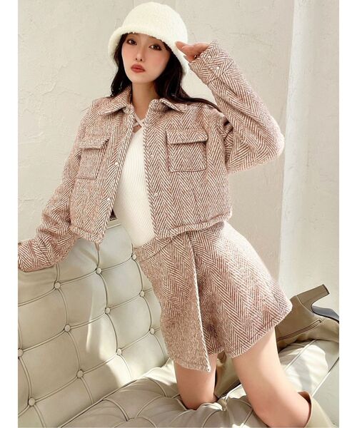 RESEXXY（リゼクシー）の「ヘリンボーンラップスカパン【セットアップ着用可能】（その他パンツ・レディース・グレー/ブラック/ピンク・FREE）」の5枚目の写真