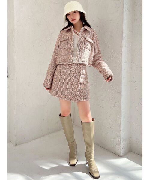 RESEXXY（リゼクシー）の「ヘリンボーンラップスカパン【セットアップ着用可能】（その他パンツ・レディース・グレー/ブラック/ピンク・FREE）」の7枚目の写真