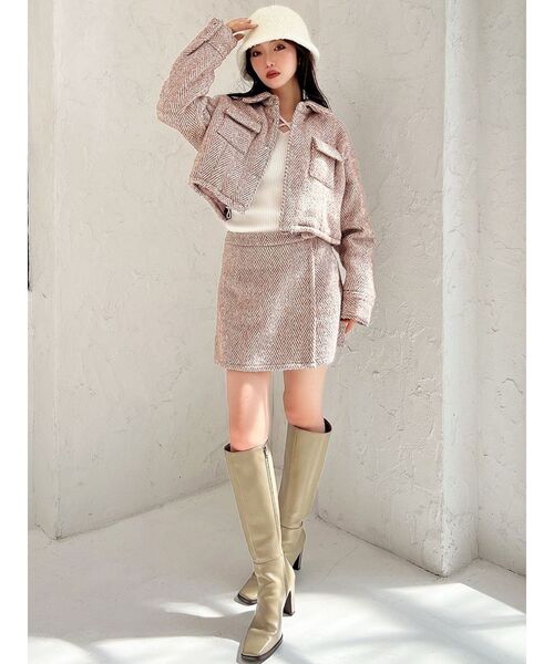 RESEXXY（リゼクシー）の「ヘリンボーンラップスカパン【セットアップ着用可能】（その他パンツ・レディース・グレー/ブラック/ピンク・FREE）」の8枚目の写真