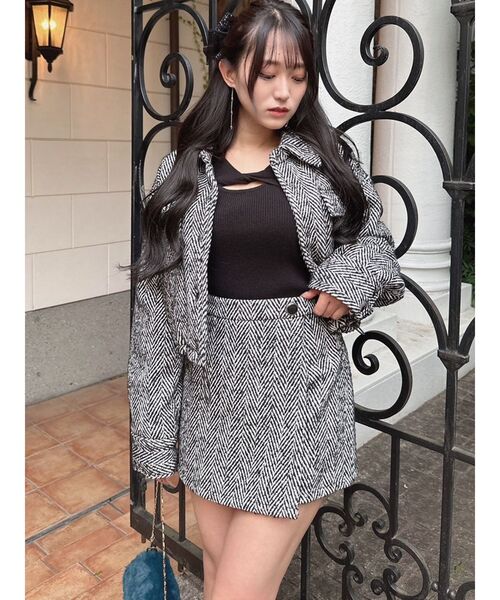 RESEXXY（リゼクシー）の「ヘリンボーンラップスカパン【セットアップ着用可能】（その他パンツ・レディース・グレー/ブラック/ピンク・FREE）」の9枚目の写真