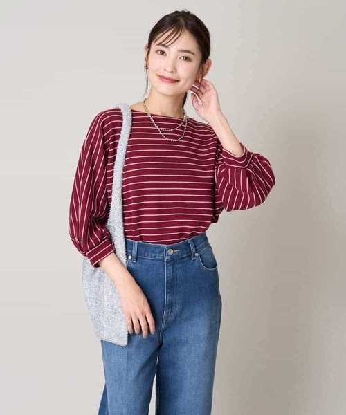 a.v.v（アーヴェヴェ）の「ボーダードルマントップス（Tシャツ/カットソー・レディース・グレー系その他/ネイビー/レッド・38/36/40/42/34）」の20枚目の写真