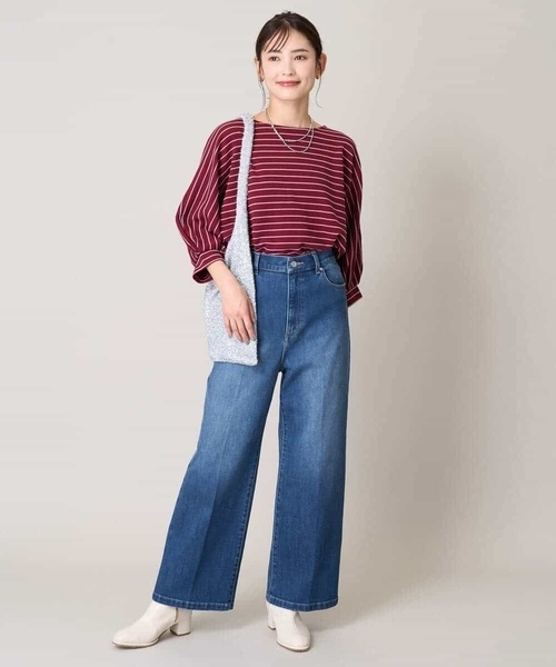 a.v.v（アーヴェヴェ）の「ボーダードルマントップス（Tシャツ/カットソー・レディース・グレー系その他/ネイビー/レッド・38/36/40/42/34）」の9枚目の写真