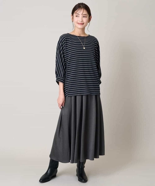 a.v.v（アーヴェヴェ）の「ボーダードルマントップス（Tシャツ/カットソー・レディース・グレー系その他/ネイビー/レッド・38/36/40/42/34）」の18枚目の写真