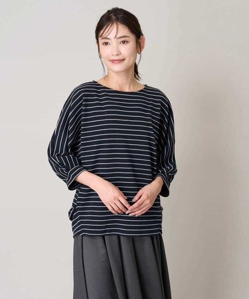 a.v.v（アーヴェヴェ）の「ボーダードルマントップス（Tシャツ/カットソー・レディース・グレー系その他/ネイビー/レッド・38/36/40/42/34）」の22枚目の写真