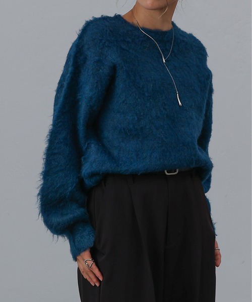 COLONY 2139（コロニートゥーワンスリーナイン）の「モヘアタッチニットプルオーバー（ニット/セーター・レディース・モカ/ネイビー/パープル/グリーン/ブラック/オフホワイト/チャコールグレー/ブルー・FREE）」の7枚目の写真