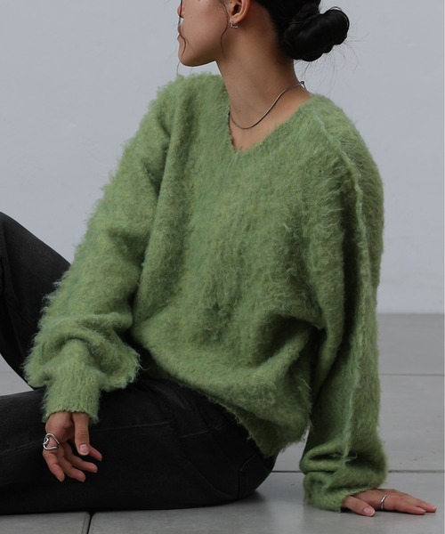 COLONY 2139（コロニートゥーワンスリーナイン）の「モヘアタッチニットプルオーバー（ニット/セーター・レディース・モカ/ネイビー/パープル/グリーン/ブラック/オフホワイト/チャコールグレー/ブルー・FREE）」の5枚目の写真