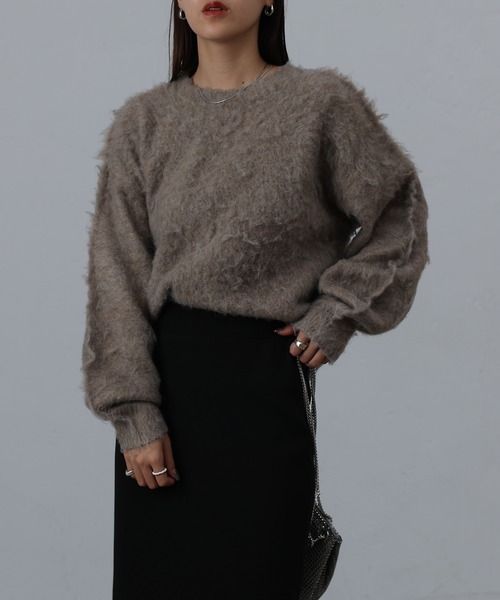 COLONY 2139（コロニートゥーワンスリーナイン）の「モヘアタッチニットプルオーバー（ニット/セーター・レディース・モカ/ネイビー/パープル/グリーン/ブラック/オフホワイト/チャコールグレー/ブルー・FREE）」の17枚目の写真