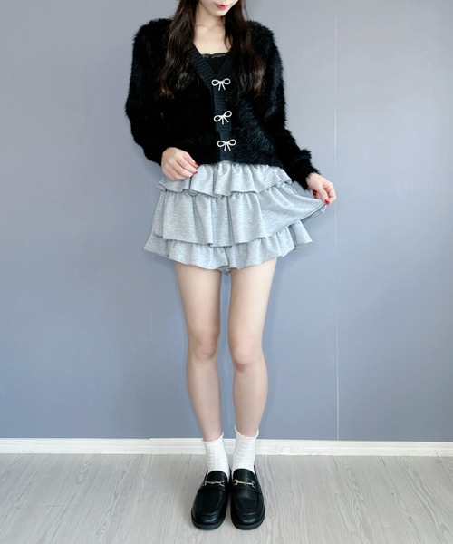 Silly（シリー）の「【ふわふわの手触りが気持ちいい◎】リボンカーディガン（カーディガン/ボレロ・レディース・ブラック/ホワイト/ピンク・FREE）」の12枚目の写真