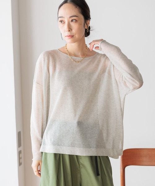 studio CLIP（スタディオクリップ）の「14ゲージコットンシアープルオーバー（ニット/セーター・レディース・ブルー/スモーク/ライトグレー・FREE）」の2枚目の写真