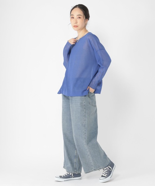 studio CLIP（スタディオクリップ）の「14ゲージコットンシアープルオーバー（ニット/セーター・レディース・ブルー/スモーク/ライトグレー・FREE）」の16枚目の写真