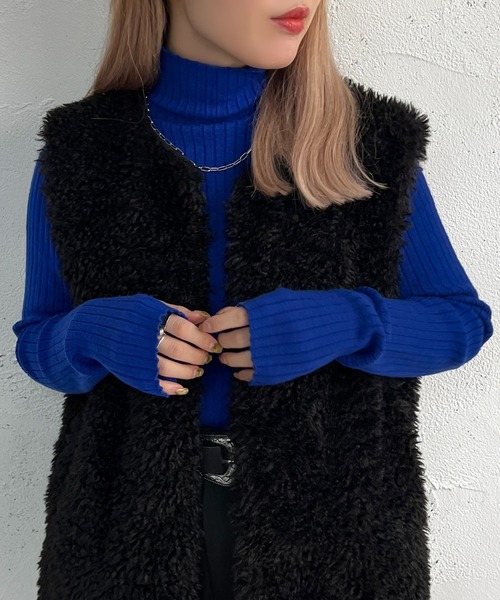 apres jour mignon(アプレジュールミニョン)の「タートルネックフィンガーホールニット【ZOZOTOWN限定アイテム】(ニット/セーター・レディース・アイボリー/ブラック/ブルー/グリーン系その他/ブルー系その他/オレンジ/マスタード/レッド・X-LARGE/フリー)」の15枚目の写真