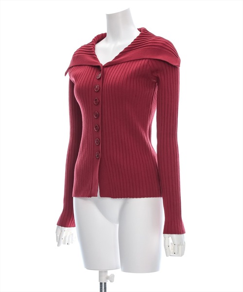 clear（クリア）の「フロントボタン長袖ニットカーディガン [シンプル かわいい 着回し力抜群]≪再入荷≫（カーディガン/ボレロ・レディース・チャコールグレー/アイボリー/ボルドー・F）」の5枚目の写真