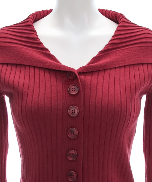 clear（クリア）の「フロントボタン長袖ニットカーディガン [シンプル かわいい 着回し力抜群]≪再入荷≫（カーディガン/ボレロ・レディース・チャコールグレー/アイボリー/ボルドー・F）」の9枚目の写真