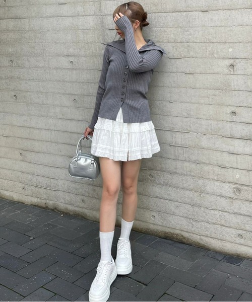 セール】フロントボタン長袖ニットカーディガン [シンプル かわいい 着