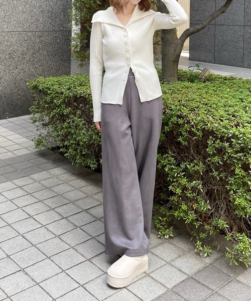 セール】フロントボタン長袖ニットカーディガン [シンプル かわいい 着