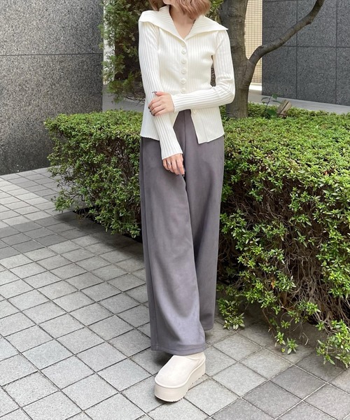 clear（クリア）の「フロントボタン長袖ニットカーディガン [シンプル かわいい 着回し力抜群]≪再入荷≫（カーディガン/ボレロ・レディース・チャコールグレー/アイボリー/ボルドー・F）」の17枚目の写真