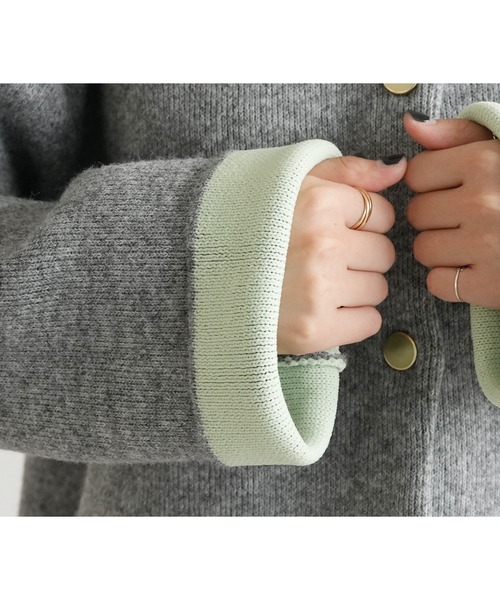 reca(レカ)の「Wフェイスニットコート(ノーカラーコート・レディース・グレー/ベージュ/オートミール/グレー系その他・FREE)」の19枚目の写真