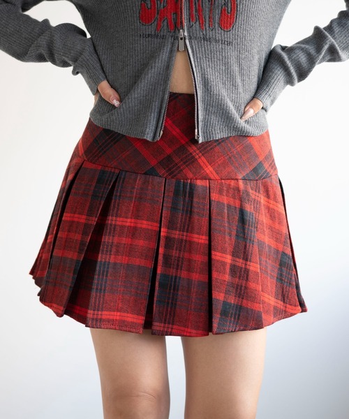 dispark(ディスパーク)の「DISPARK/チェック切替プリーツミニスカパン(スカート・レディース・ブラウン/レッド・FREE)」の2枚目の写真