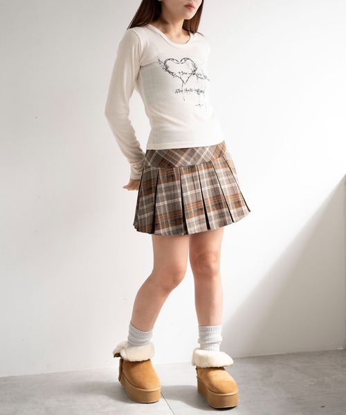 dispark(ディスパーク)の「DISPARK/チェック切替プリーツミニスカパン(スカート・レディース・ブラウン/レッド・FREE)」の3枚目の写真