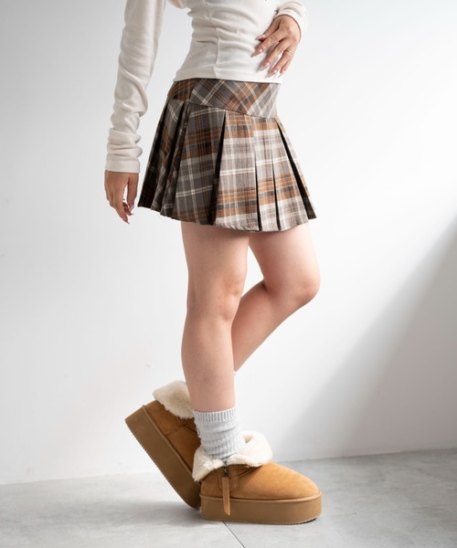 dispark(ディスパーク)の「DISPARK/チェック切替プリーツミニスカパン(スカート・レディース・ブラウン/レッド・FREE)」の6枚目の写真