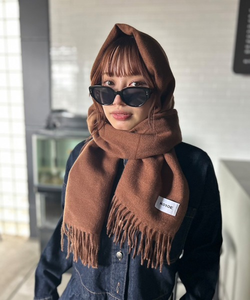 マフラー ブラウン 専用 マフラー ウールカシミヤ ブラウン メンズ レディース(M04 ブラウン