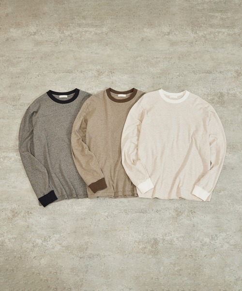 And A（アンドエー）の「And A アンドエー / HEMP BREND L/S SLEEVE CUT & SEWN ヘンプブレンドナローピッチボーダーカットソー ロンT / AA-A24M003（Tシャツ/カットソー・メンズ・オリーブ/ブラック/ナチュラル・1/2）」の4枚目の写真