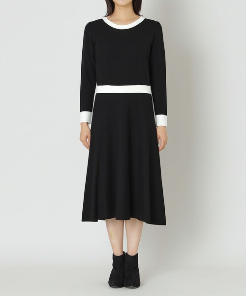 TO BE CHIC(トゥー ビー シック)の「レーヨンポリエステル ニットワンピース(ワンピース・レディース・ベージュ/ブラック・40/42/38)」の5枚目の写真