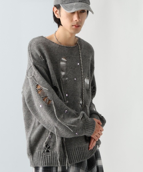 HARE（ハレ）の「【UNDERGROUND MODE】ビジューニットプルオーバー(HARE)（ニット/セーター・メンズ・ブルー/グレー/ブラック・FREE）」の20枚目の写真