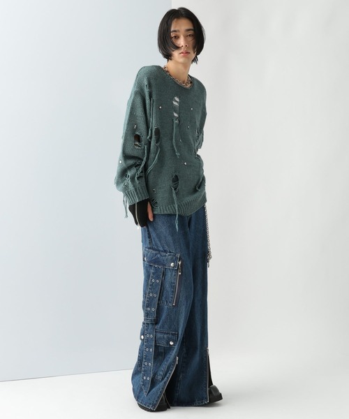 HARE（ハレ）の「【UNDERGROUND MODE】ビジューニットプルオーバー(HARE)（ニット/セーター・メンズ・ブルー/グレー/ブラック・FREE）」の11枚目の写真