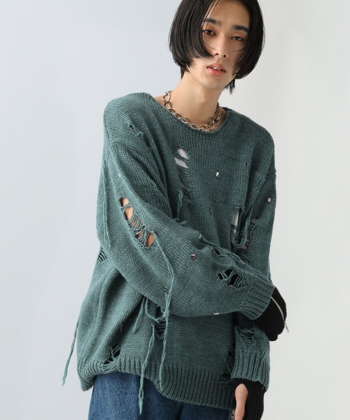 HARE（ハレ）の「【UNDERGROUND MODE】ビジューニットプルオーバー(HARE)（ニット/セーター・メンズ・ブルー/グレー/ブラック・FREE）」の13枚目の写真