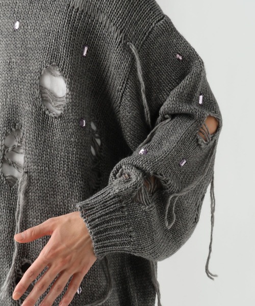 HARE（ハレ）の「【UNDERGROUND MODE】ビジューニットプルオーバー(HARE)（ニット/セーター・メンズ・ブルー/グレー/ブラック・FREE）」の6枚目の写真