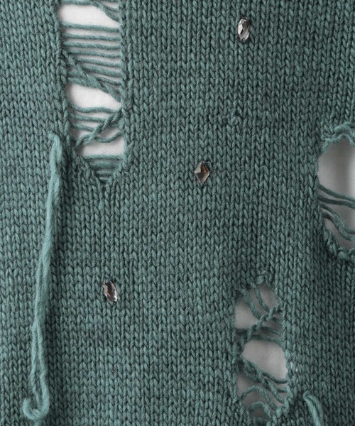 HARE（ハレ）の「【UNDERGROUND MODE】ビジューニットプルオーバー(HARE)（ニット/セーター・メンズ・ブルー/グレー/ブラック・FREE）」の4枚目の写真