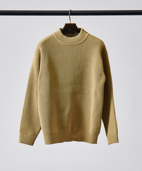 ABAHOUSE GRAY(アバハウスグレイ)の「【定番】畦編み モックネック ニット(ニット/セーター・メンズ・グレー/グレイッシュブルー/ホワイト/グリーン/ネイビー/オレンジ/ベージュ/ブラック・46/48)」の4枚目の写真