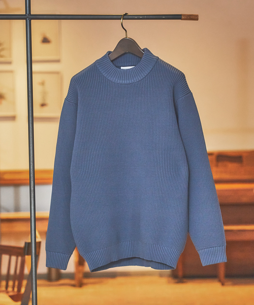 ABAHOUSE GRAY(アバハウスグレイ)の「【定番】畦編み モックネック ニット(ニット/セーター・メンズ・グレー/グレイッシュブルー/ホワイト/グリーン/ネイビー/オレンジ/ベージュ/ブラック・46/48)」の7枚目の写真