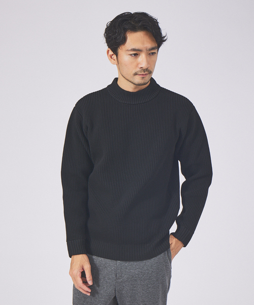 ABAHOUSE GRAY(アバハウスグレイ)の「【定番】畦編み モックネック ニット(ニット/セーター・メンズ・グレー/グレイッシュブルー/ホワイト/グリーン/ネイビー/オレンジ/ベージュ/ブラック・46/48)」の2枚目の写真
