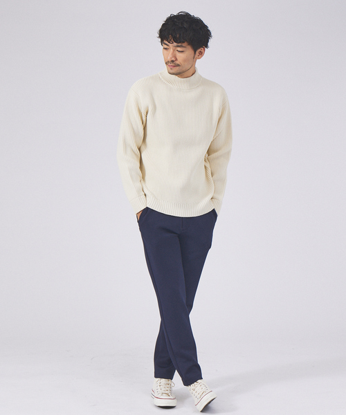 ABAHOUSE GRAY(アバハウスグレイ)の「【定番】畦編み モックネック ニット(ニット/セーター・メンズ・グレー/グレイッシュブルー/ホワイト/グリーン/ネイビー/オレンジ/ベージュ/ブラック・46/48)」の13枚目の写真