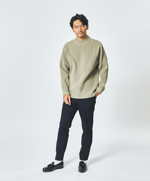 ABAHOUSE GRAY(アバハウスグレイ)の「【定番】畦編み モックネック ニット(ニット/セーター・メンズ・グレー/グレイッシュブルー/ホワイト/グリーン/ネイビー/オレンジ/ベージュ/ブラック・46/48)」の18枚目の写真