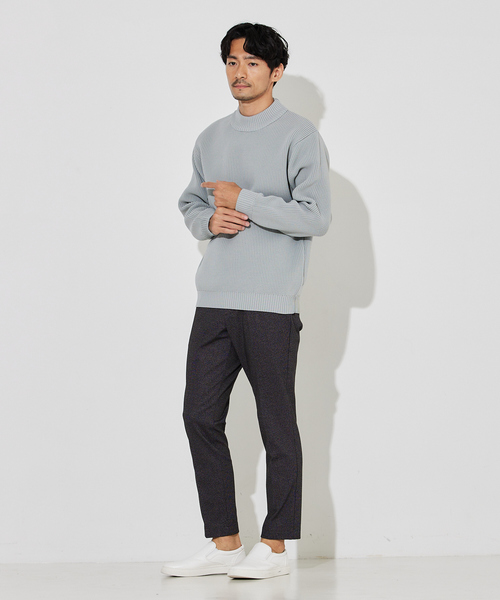 ABAHOUSE GRAY(アバハウスグレイ)の「【定番】畦編み モックネック ニット(ニット/セーター・メンズ・グレー/グレイッシュブルー/ホワイト/グリーン/ネイビー/オレンジ/ベージュ/ブラック・46/48)」の20枚目の写真