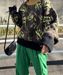 mi via loca | ダブルジャガード フラワー柄 ニットプルオーバー(ニット/セーター)