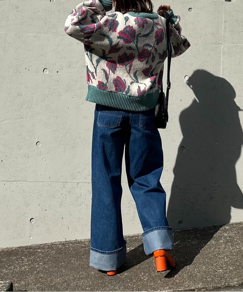 mi via loca（ミヴィアロカ）の「ダブルジャガード フラワー柄 ニットプルオーバー（ニット/セーター・レディース・ブラウン/アイボリー・FREE）」の18枚目の写真