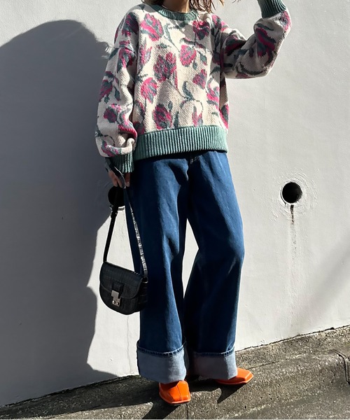 mi via loca（ミヴィアロカ）の「ダブルジャガード フラワー柄 ニットプルオーバー（ニット/セーター・レディース・ブラウン/アイボリー・FREE）」の21枚目の写真