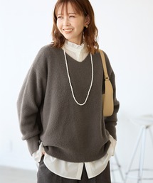 ROPE' PICNIC | 【WEB限定カラー:ライトグレー】洗濯機OK/もちふわVネックニットプルオーバー(ニット/セーター)