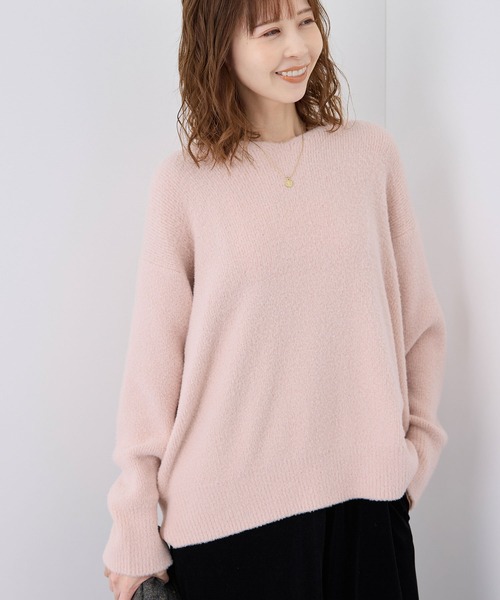 ROPE' PICNIC（ロペピクニック）の「【WEB限定カラー:ライトグレー】洗濯機OK/ふわふわVネックニットプルオーバー（ニット/セーター・レディース・ブラック/サックスブルー/チャコールグレー/ライトグレー/レッド/ピンク/キナリ・38）」の12枚目の写真