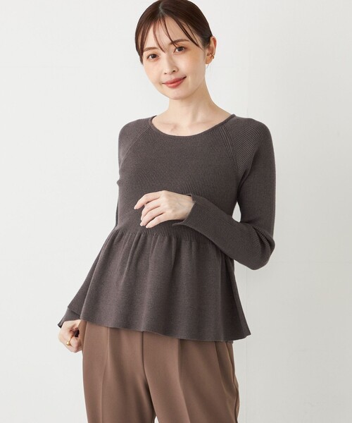 SHIPS Colors(シップス カラーズ)の「SHIPS Colors:〈手洗い可能〉ペプラムニット(ニット/セーター・レディース・グレー/オフホワイト/ブラック・ONE SIZE)」の19枚目の写真