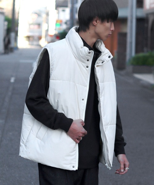 セール】中綿ナイロンダウンベスト メンズ レディース/フェイクダウン