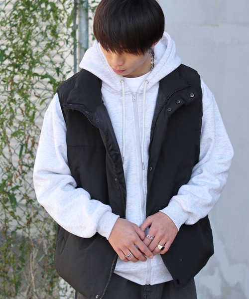 セール】中綿ナイロンダウンベスト メンズ レディース/フェイクダウン