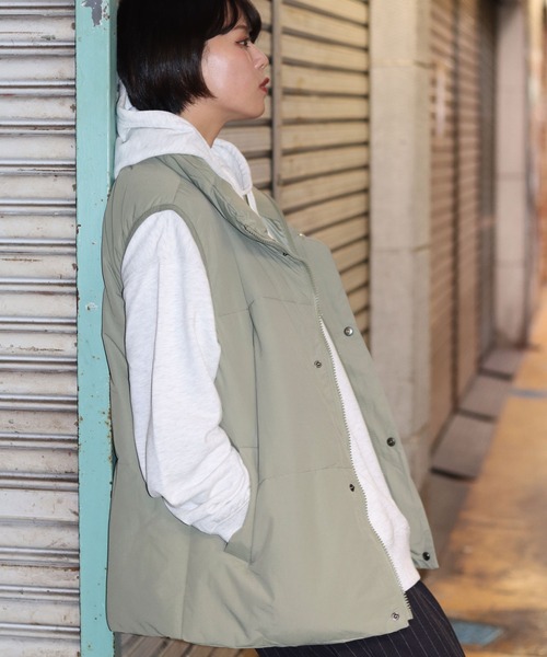 セール】中綿ナイロンダウンベスト メンズ レディース/フェイクダウン