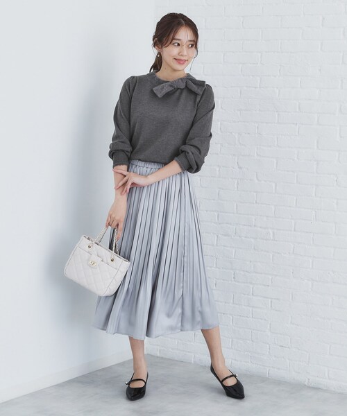 index（インデックス）の「◆《6color/XS-LLsize》リボン取り外し2WAY フェザーリボンニット【洗濯機洗い可】（ニット/セーター・レディース・ベージュ系その他7/チャコールグレー/ナチュラル/ブラック系4/サックスブルー/ブラック系7・34/36/38/40/42）」の15枚目の写真