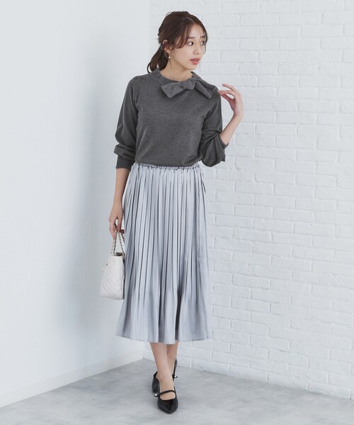 index（インデックス）の「◆《6color/XS-LLsize》リボン取り外し2WAY フェザーリボンニット【洗濯機洗い可】（ニット/セーター・レディース・ベージュ系その他7/チャコールグレー/ナチュラル/ブラック系4/サックスブルー/ブラック系7・34/36/38/40/42）」の16枚目の写真