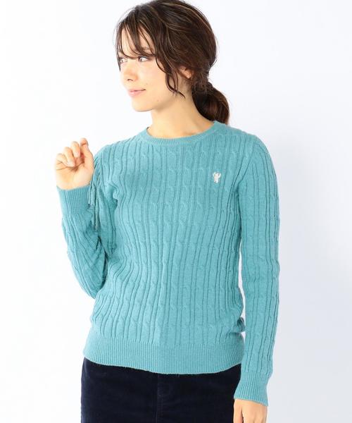 coen（コーエン）の「アンゴラ混ケーブルクルーネックニット（ニット/セーター・レディース・ライトグレー/ベージュ/ライトブルー/ネイビー・LARGE/MEDIUM）」の4枚目の写真